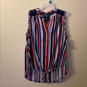 NEW: Red White Blue Lattice Tie Tank Patriotic